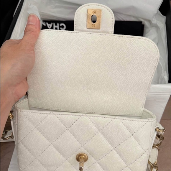 Chanel White Caviar Mini Flap Bag | Gold Hardware | Full Set - Picture 6 of 6